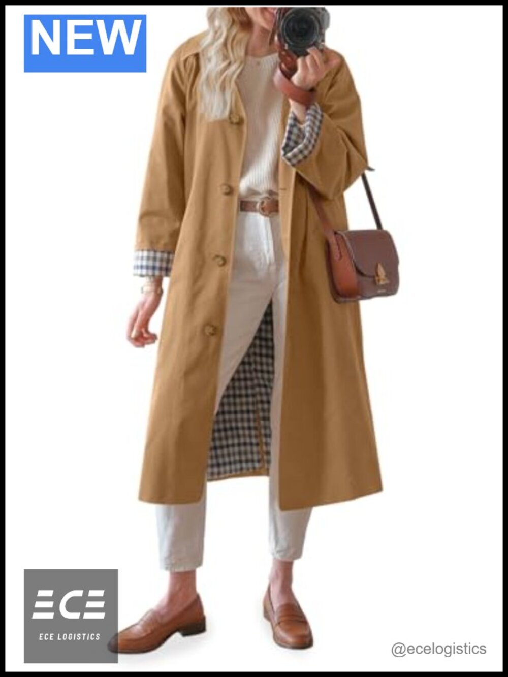 Oversized Single Breasted Windproof Trench Coat Long Sleeve Button Down